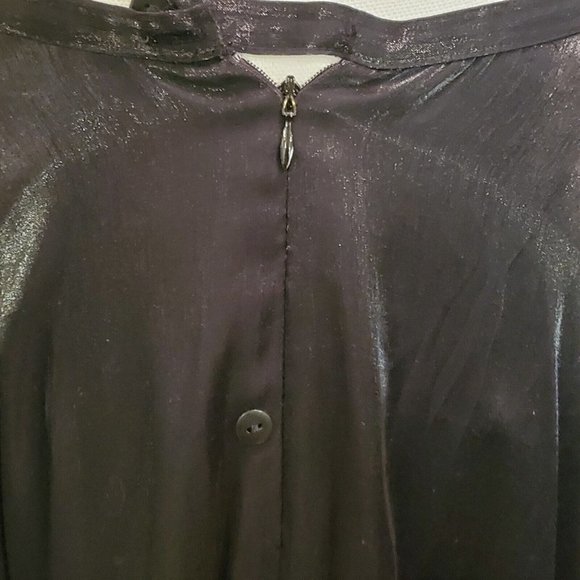 Vintage 90s Cache‎ Silver Black Metallic Long Formal Skirt Sz 2 - Picture 5 of 9